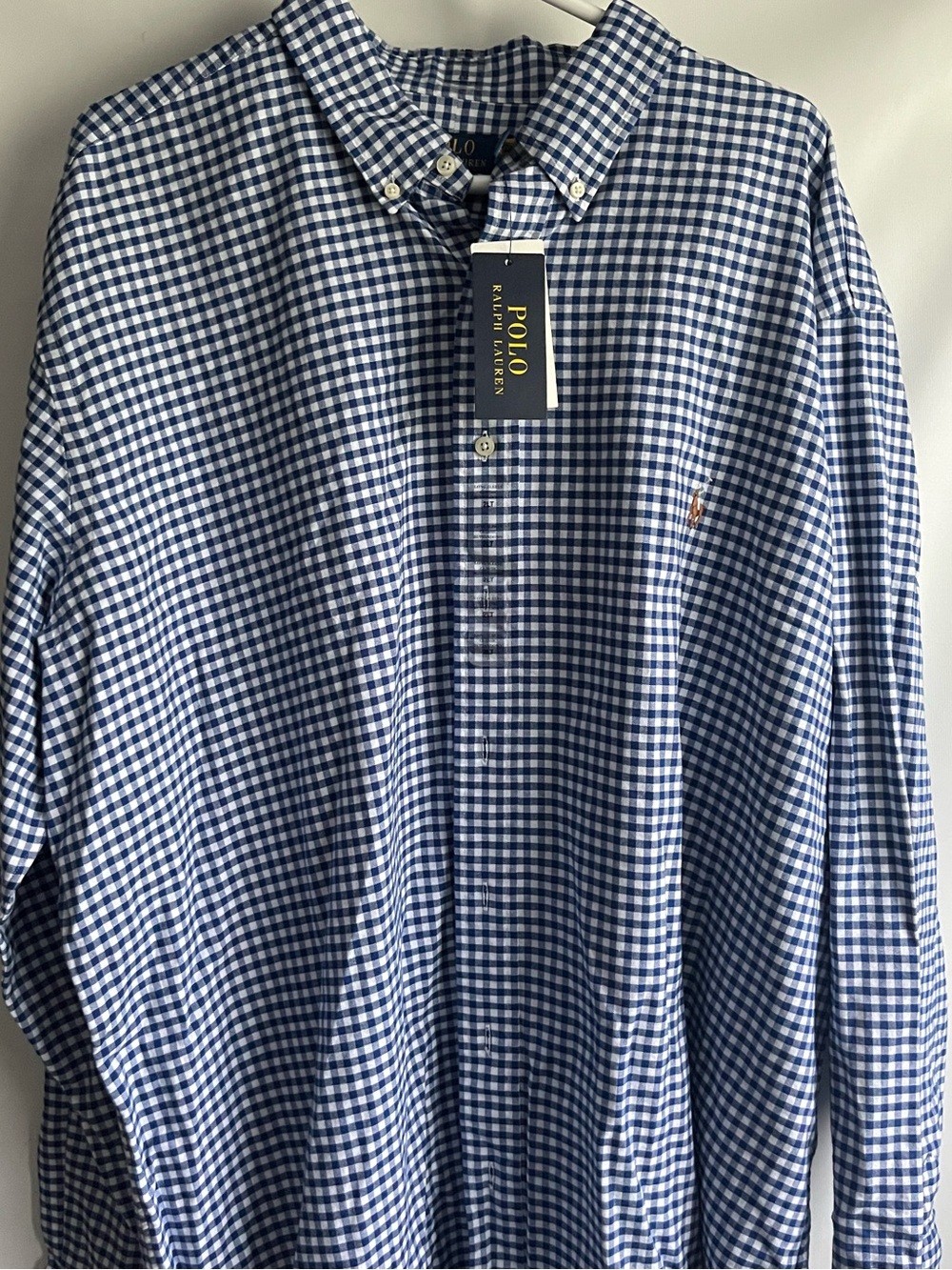 Polo by Ralph Lauren Blue and White Gingham Button-Down Shirt 2xl